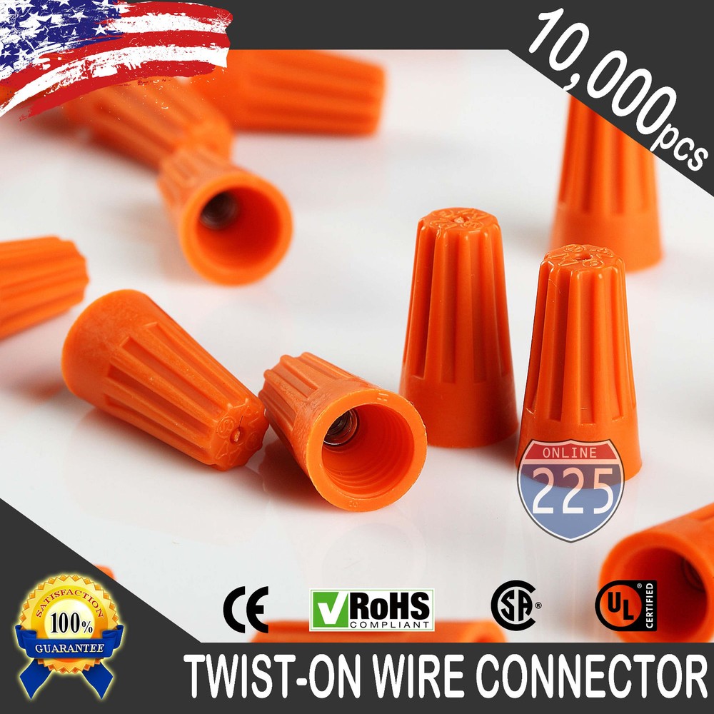 10000 Orange Twist-On Wire Connector Connection nuts 22-14 Gauge Barrel Screw