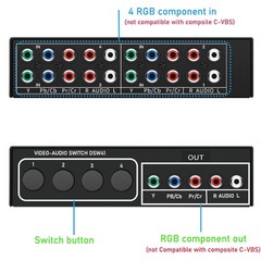 4 in 1 Out Way 5 RCA YPbPr Composite L/R Audio Video AV Switch Box Selector