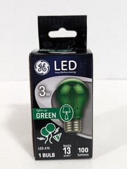 GE LED Party Light Bulb A15 Green 100 Lumens 3-Watt 93116856