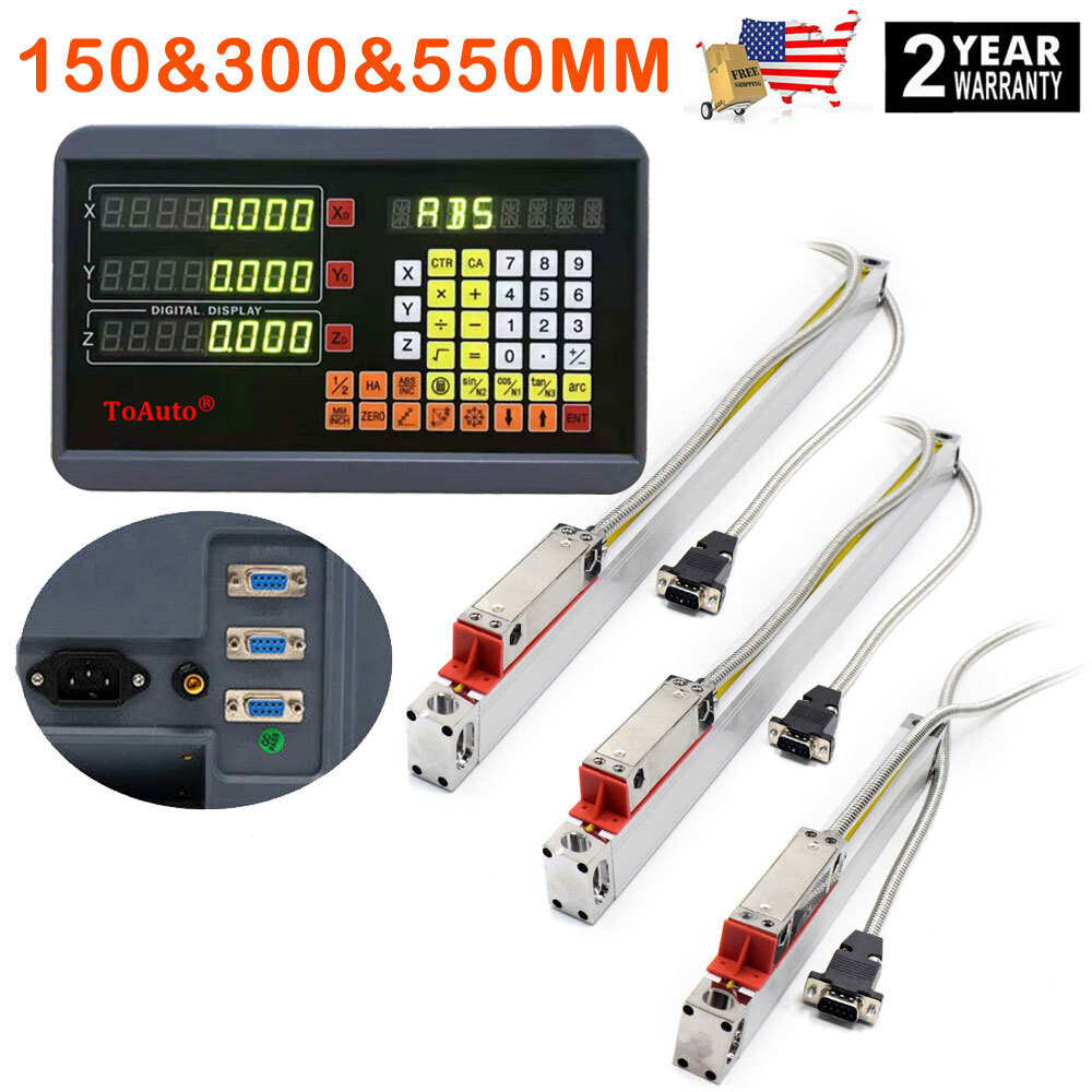 ToAuto 6″ 12″ 22″ Linear Scales 3 Axis Digital Readout Kit for CNC Lathe Mill,US