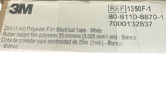 3M 1350F-1 WHITE Electrical Tape, 3/4″x 72yds, Flame Retardant THREE ROLLS