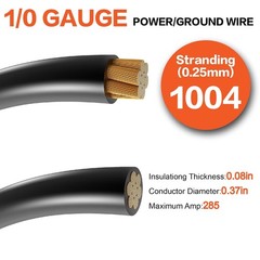 1/0 Gauge Wire 20FT Red/Black CCA Copper Clad Aluminum Battery & Car Audio Cable