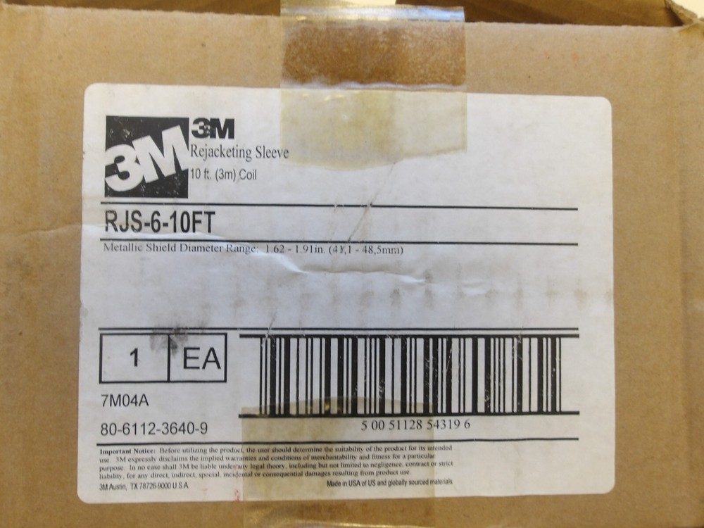 3M P/N: RJS-6-10FT REJACKETING SLEEVE METALLIC SHIELD DIAMETER RANGE 1.62-1.91″