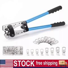 Battery Cable Lug Crimping Tool Heavy Duty 10-1 AWG W 60PC Copper Ring Terminal