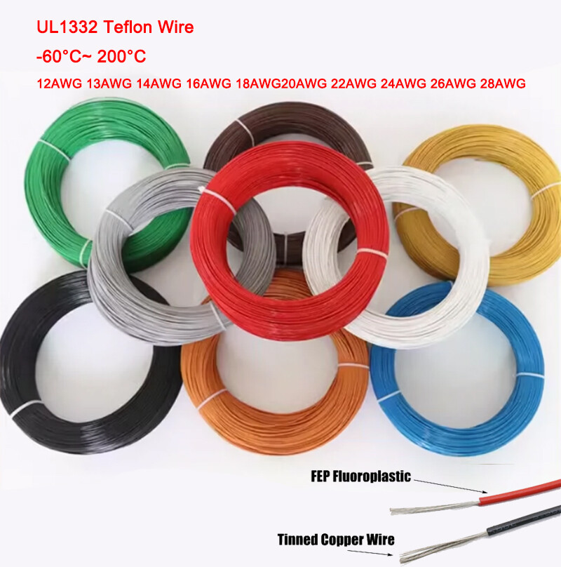 Flexible Tin Plated Copper UL1332 12AWG to 28AWG PTFE Cable for High Temperature