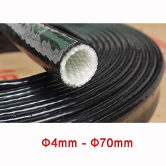 Φ4~70mm Silicone / Fibreglass Fire Sleeving Protective Heat Shield Sleeve Black