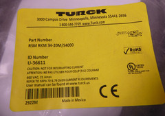 TURCK RSM RKM 34-20M/S4000, POWERFAST Cordset 3-Pin 600VAC , U-36611, NEW