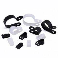 Black & White Nylon Plastic P Clips For Cable & Tubing – High Quality Full size