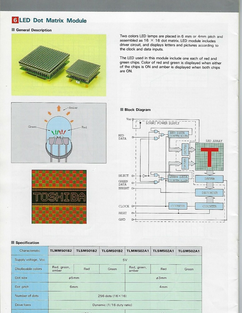 Toshiba TLMM502A1 LED Dot Matrix Module