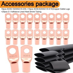 40FT 0 Gauge Wire Copper Clad Aluminum,1/0 Battery Cable,20pcs Lugs