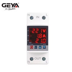 GEYA Over Current Surge Protector Over&Under voltage Kwh Power Meter 63A 220V