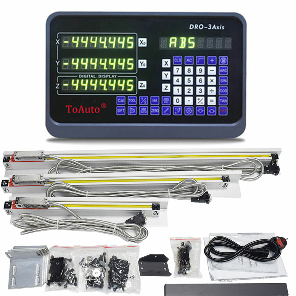 3pcs Linear Scale Glass Sensor+DRO 3Axis Digital Read Out Display CNC Mill Lathe