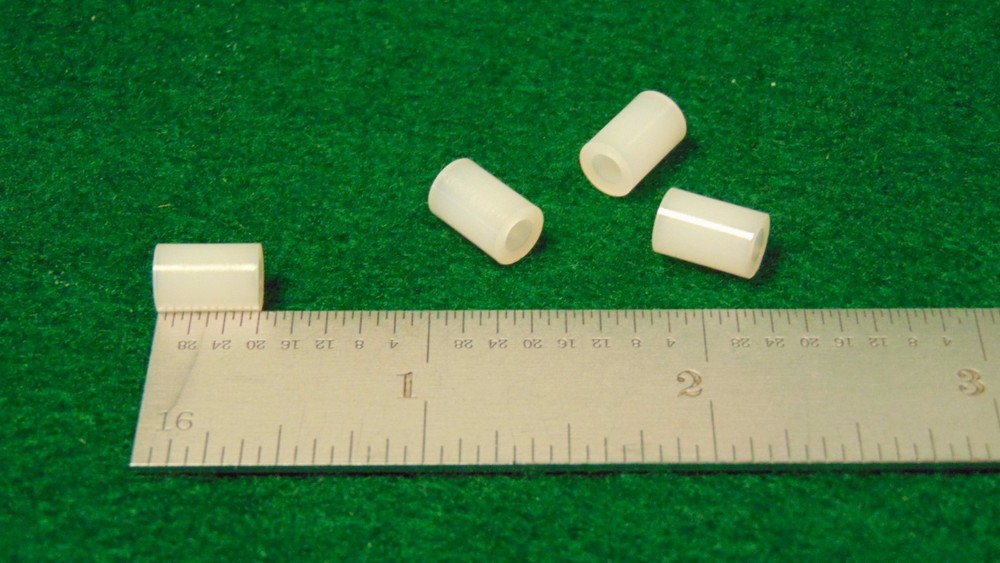 (8) HH Smith Plastic Round Spacer 1/4″D x 3/8″L Unthreaded #4 NOS