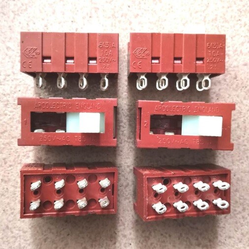 ARCOLECTRIC ENGLAND T2327H / .23. Slide Switch 8 Pins 3 Positions 16A 300VAC