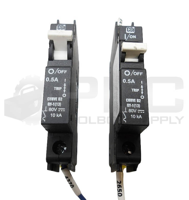 LOT OF 2 CBI QY-1(13) CIRCUIT BREAKER 0.5A 80V 10KA CURVE U2
