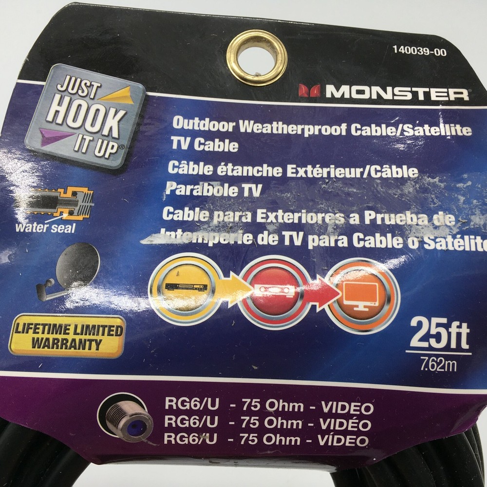 Monster 140039-00 RG6 Video Coaxial Cable, 25′, Black