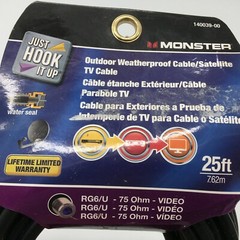 Monster 140039-00 RG6 Video Coaxial Cable, 25′, Black