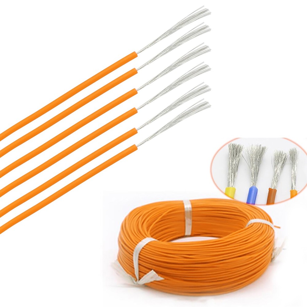 10~28AWG Orange Silicone Cable Flexible Wire UL 0.08mm RC 2000V HV Wires VW-1