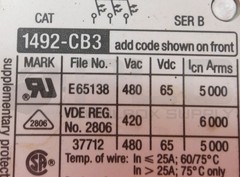 ALLEN BRADLEY 1492-CB3H250 MANUAL MOTOR CONTROLLER CIRCUIT BREAKER 25A