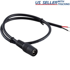 2x DC Power Jack Adapter Plug Female Pigtails 5.5mm x 2.1mm for LED Strip Light