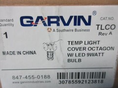 NEW Garvin TLCO Temp Light For Round/Octagon Boxes W/ 9Watt LED Theft Resistant