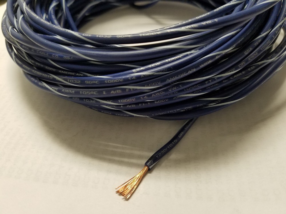14 GAUGE WIRE BLUE/WHITE 2500′ FT PRIMARY AWG STRANDED COPPER POWER REMOTE MTW