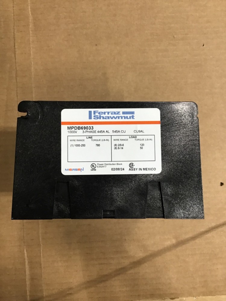 Ferraz Shawmut MPDB69033 3 Pole Power Distribution Block 445 A 600 V