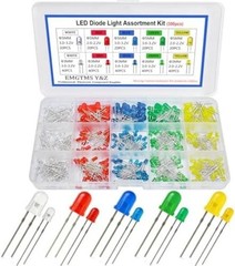 300pcs 3mm 5mm LED Diode Assortment Kit White Red Blue Green Yellow Light