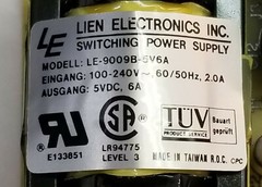 LEIN Electronics Switching Power Supply # LE-9009B-5V6A 5 vdc 6Amp