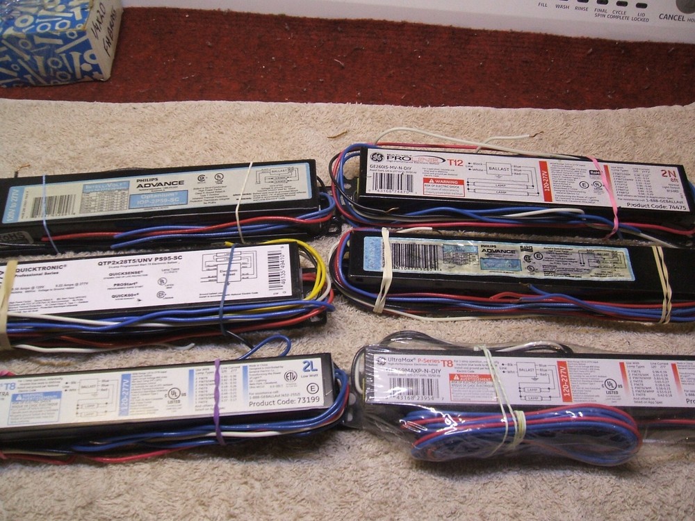 6 ELECTRONIC BALLASTS 2P59 T8, 2P60 T12, 2P28T5 RETIRED ELECTRICIAN
