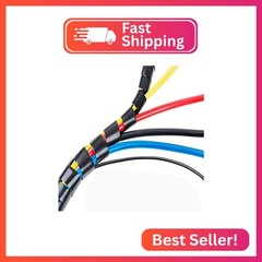 50Ft XHF 1/4″ Spiral Cable Wrap 6mm(Wrapping Range:4mm-50mm) Spiral Wire Wrap Co