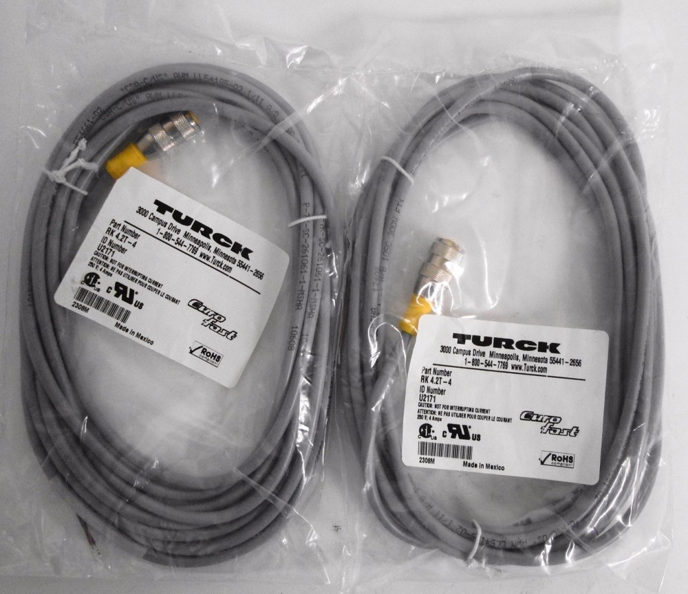 Turck RK 4.2T-4 U2171 Eurofast M12 2-Wire Cordset 4-pin 4m (Lot of 2)