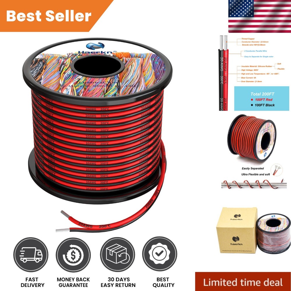 200FT 20 AWG Silicone Wire – Oxygen-Free Copper for Superior Reliability