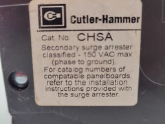 Cutler Hammer CHSA Secondary Surge Arrester Plug-On 150 Volt AC 2 Pole Series A