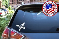 Tribal Butterfly White Vinyl Decal for Cars, Trucks, Vans, Walls, Laptop | 5 Inc