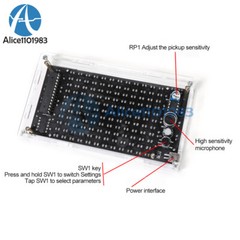 LED Music Spectrum DIY Kit Voice Control Dynamic Dot Matrix Spectrum Screen 5V