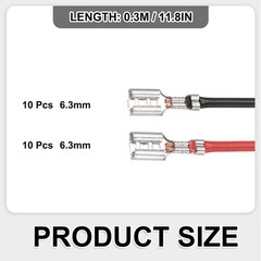 20Pcs Female Spade Crimp Terminal 6.30mm 30cm Wires