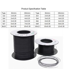 Black PTFE Tube/Tubing Rigid Pipe Pipes 600V Heat Temp 260℃ ID 1-8mm OD 2-12mm