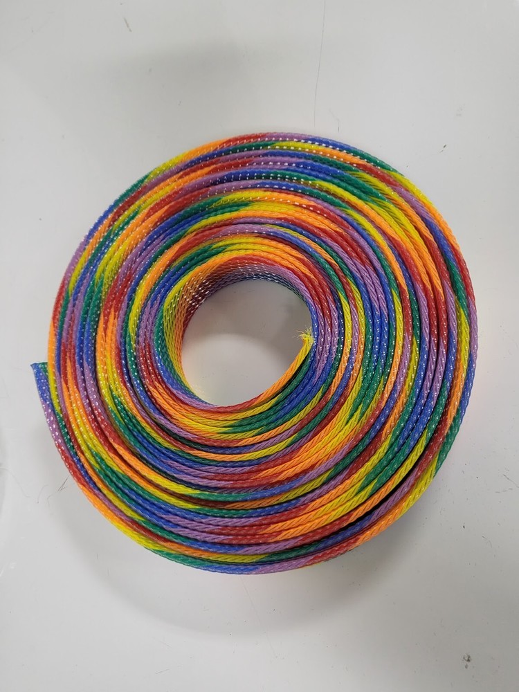 25 FT 3/4″ RAINBOW PET EXPANDO SLEEVING BRAID