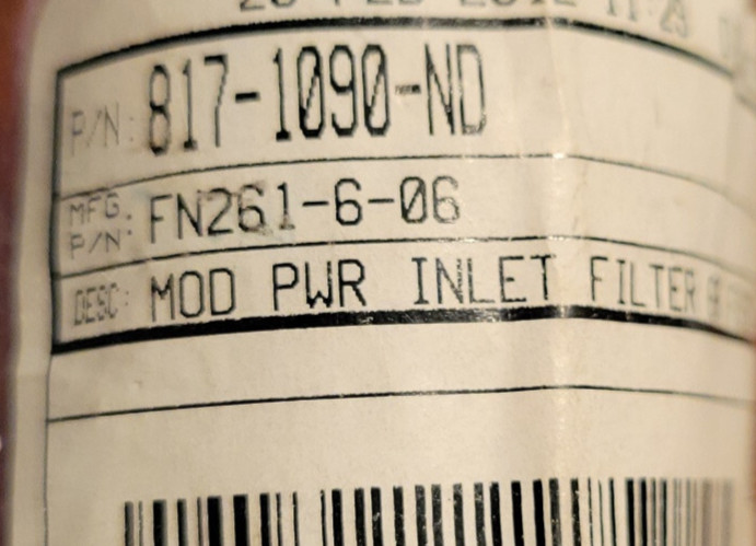 SCHAFFNER EMC INC FN261-6-06 Power Inlet Filter 6A Fused Panel Mount