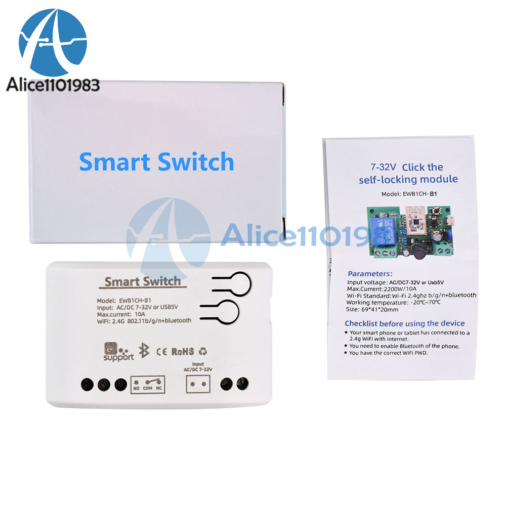 DC7-32V/AC85-250V 1/2/4Channel Smart WiFi Bluetooth Wireless Relay Switch Module