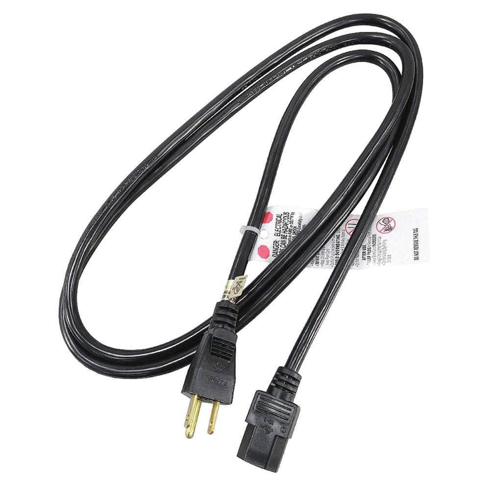 GRAINGER APPROVED 5XFP1ID Power Cord,5-15P,SVT,6 ft.,Blk,10A,18/3 5XFP1