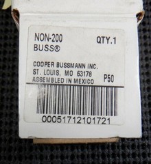 Bussmann NON-200 Class H 200A 250V One-Time Buss Fuse