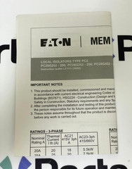 Eaton MEM PC28G202 Enclosed Local Isolator 20A 240V