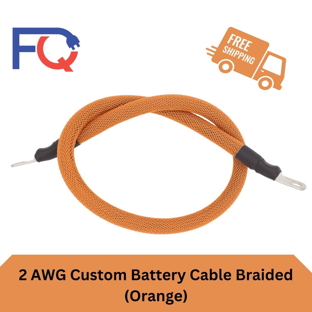 2 AWG Gauge Custom Battery Cable Copper Braided (Orange)
