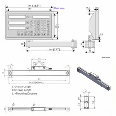 14″ 18″ 36″ Linear Glass Scale + 3 Axis DRO Digital Readout Display CNC Milling