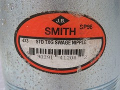 JB SMITH SP95 4X3 IN STD TXG SWAVE NIPPLE T187681
