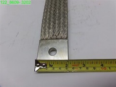 QTY=8: COPPER BUSBAR, FLAT COPPER BRAIDED STRAP 2″W, 15-1/4″L, 3/8″ THICK ENDS