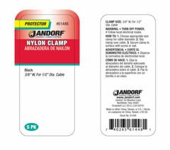 Jandorf Protector NYLON CLAMP 5pk For 1/2″ Dia. Cable Wide Secure Insulate 61448