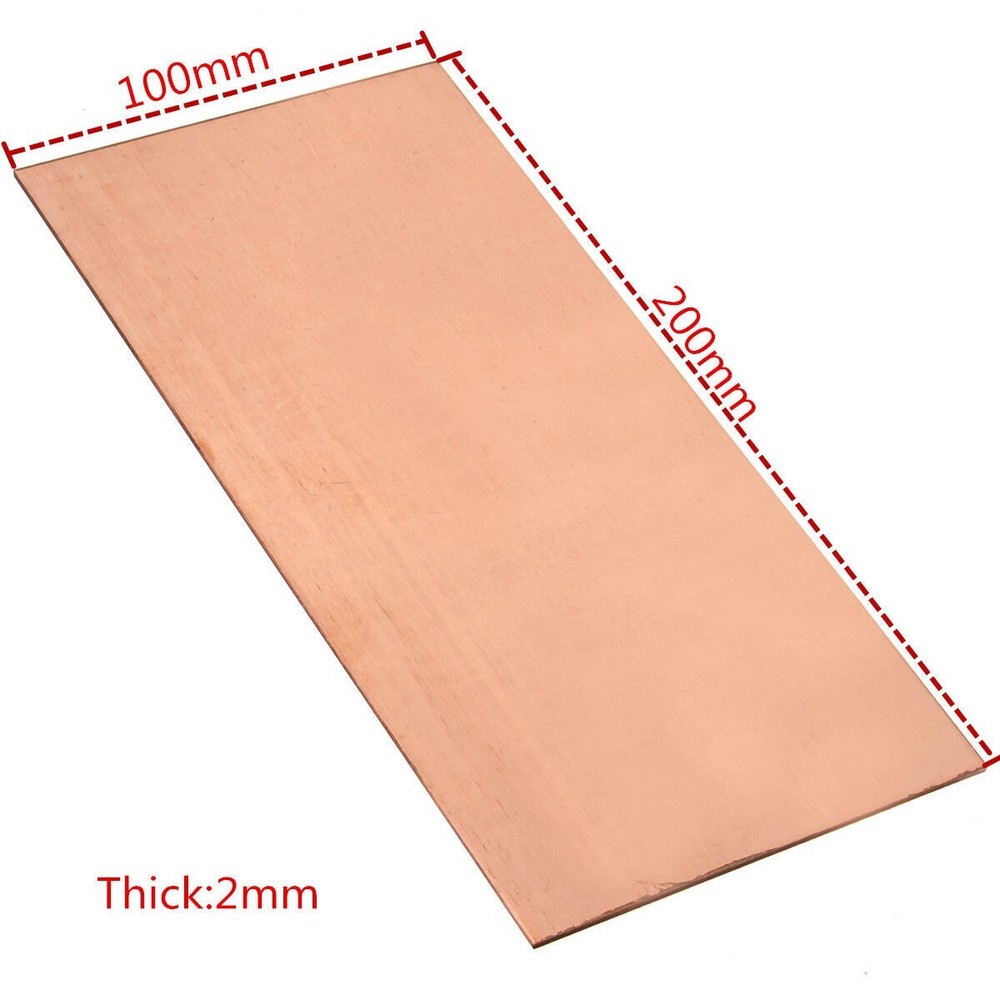 1PC 99.99% Pure Copperr Cu Metal Sheet Plate 2mm*100mm*200mm P198C YL